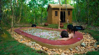 Building a peaceful House with a Swimming pool to live a royal life with my sister, Survival Shelter