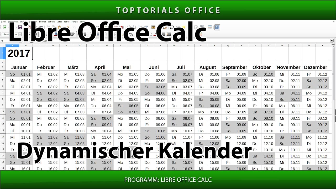 Dynamischen Kalender  erstellen Download LibreOffice 