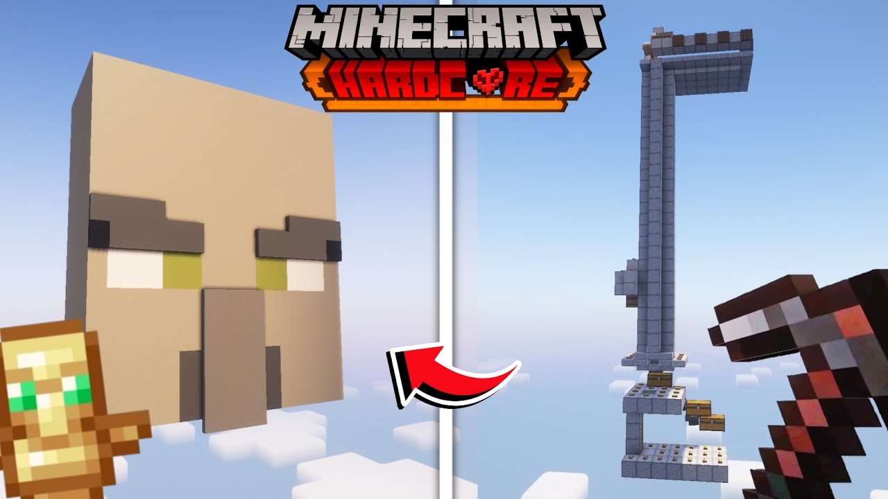 I BUILT a GIANT PILLAGER HEAD in Minecraft Hardcore!