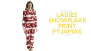 Ladies Snowflake All in One Pyjama Suit screenshot 4