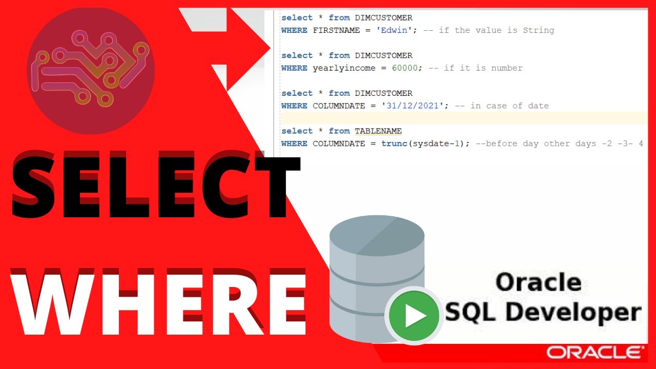 ORACLE SQL TUTORIAL: Examples with SELECT and WHERE SQL Developer - YouTube