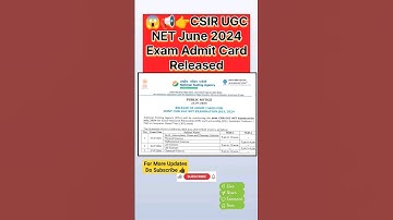 CSIR UGC NET June 2024 Exam Admit Card  #csirnet #ugc #ugcnet  #exam #2024 #viral #shorts #trending