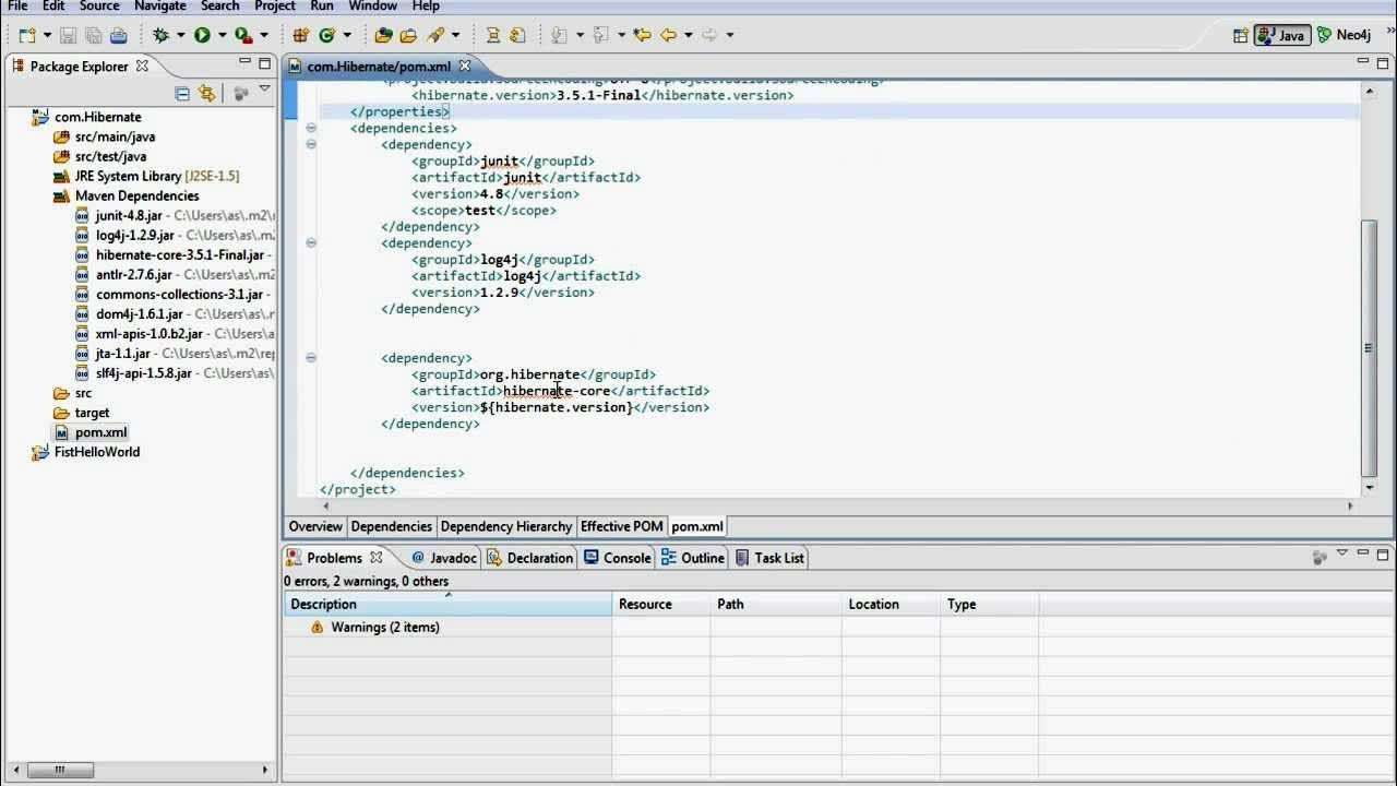 Include spring hibernate sql log4j in eclipse using maven youtube