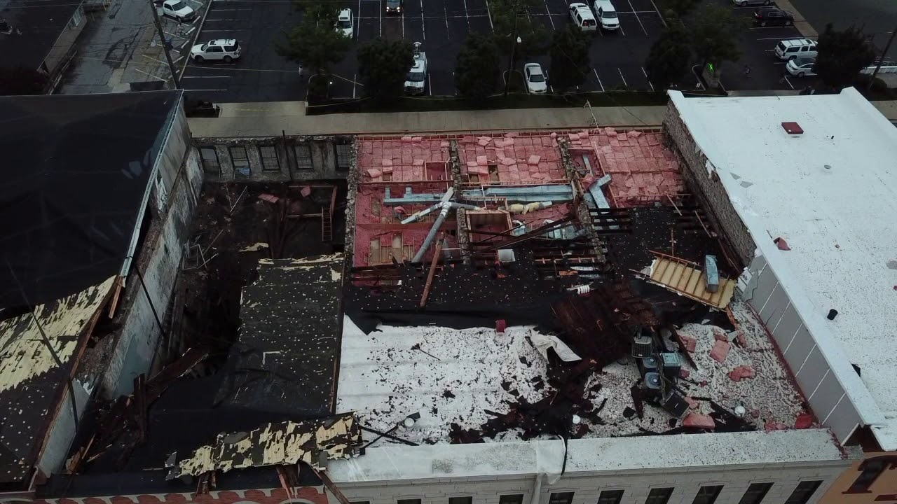 Building destroyed by high winds during storm in downtown Sandusky ...