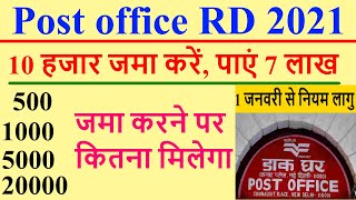 Post Office RD Plan in Hindi 2021 | Post Office Recurring Deposit Interest Rate 2021 | RD calculator