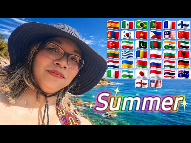 ASMR Summer Trigger Words in Different Languages - Whispering & Beach Ambience - 1 Hour for Sleep 🏖️