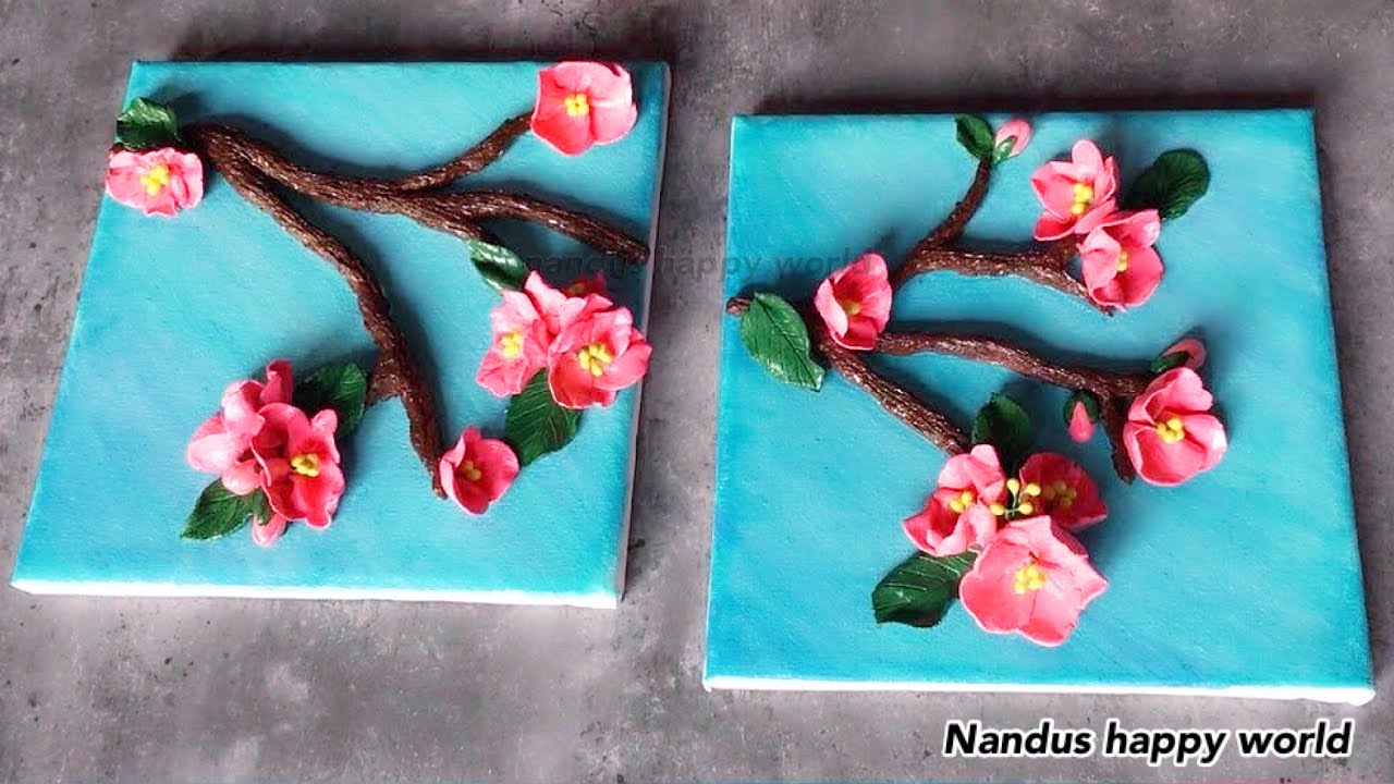 Home decor/wall decor/art and craft/clay cherry blossom/clay art YouTube