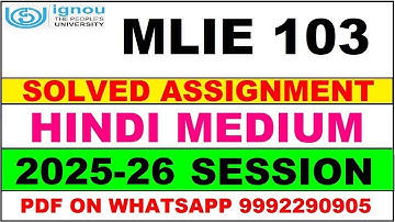 MLIE 103 solved assignment 2025-26 in Hindi || mlie 103 solved assignment 2026 || mlie103 2025-26