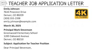 How To Write Teacher Job Application Letter Step by Step with Sample | Writing Tutorials
