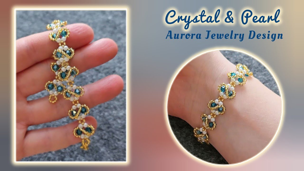 Işıltılı şık bileklik yapımı. Radiant ocean depth crystal pearl bracelet making. Beading tutorial.
