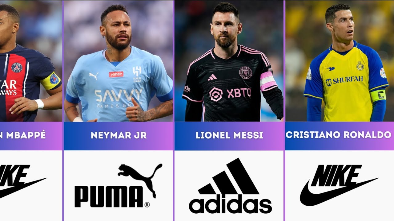 FAMOUS FOOTBALLERS AND THEIR SPONSORSHIP NIKE , ADIDAS , PUMA
