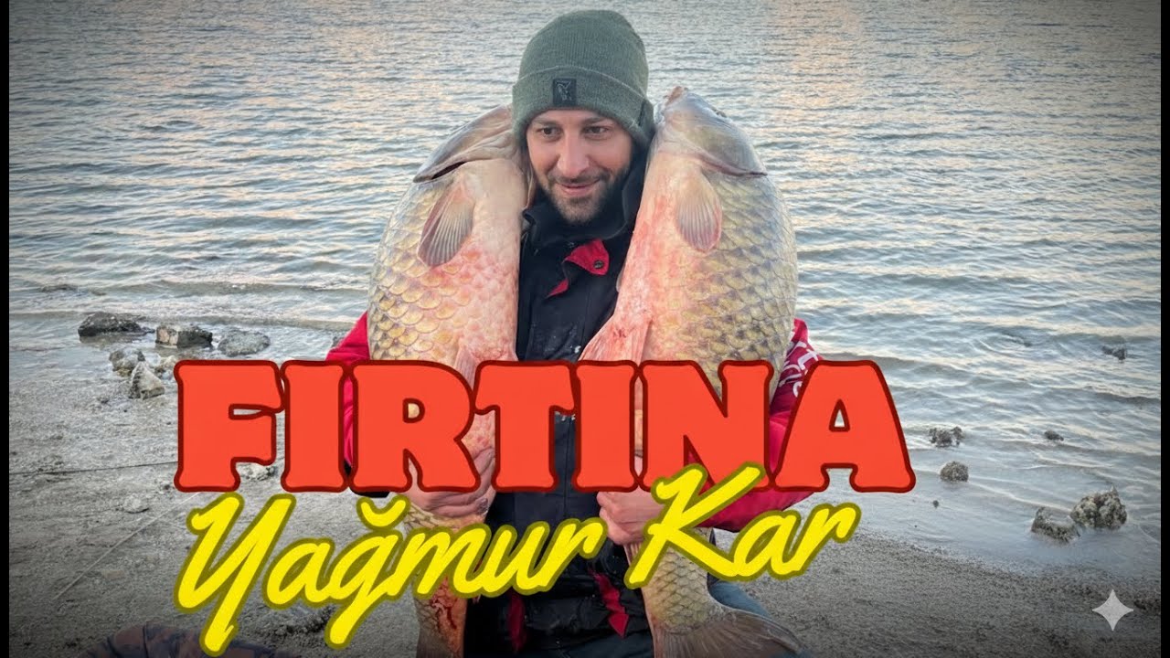 Fırtına, Yağmur, Kar... Buna Rağmen Dev Sazanlar.\ İstanbul'da Zor Şartlarda Balık Avı.