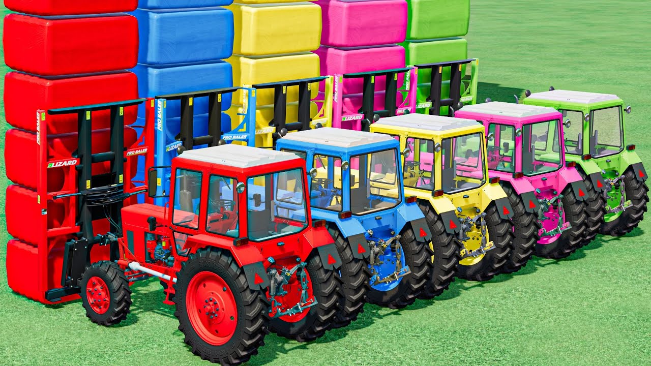 Bale Work With Mini Tractor Of Colors ! Transporting Trucks | FS22