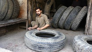 Amazing skill of Repairing a Hard Impact Sidewall Truck Tire