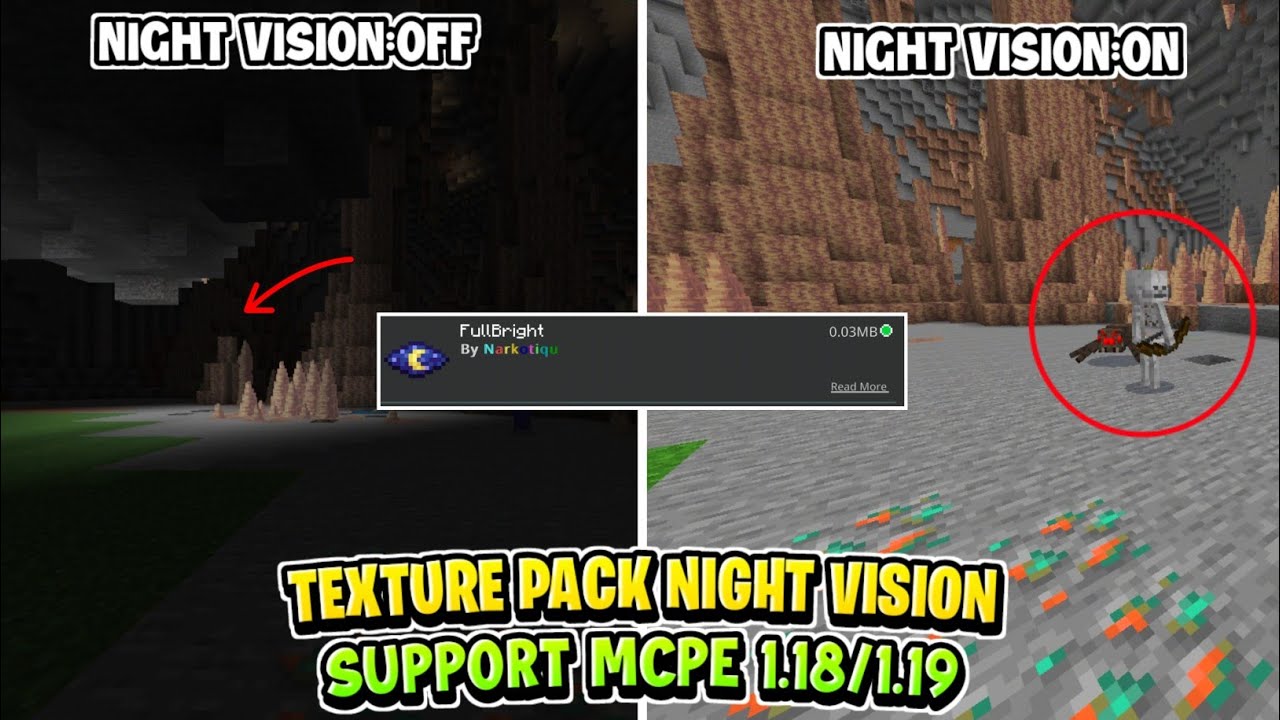 😱MOB NYA GAK HITAM!? texture pack night vision mcpe 1.19 texture pack