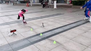 CAN YOU SKATE Like This 8 Year Old Girl? | Showcasing Her Incredible Single-Leg Slalom Skills!