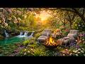 Tranquil Spring Stream Garden Campfire Flowers Gentle Water Sounds For Relaxation 