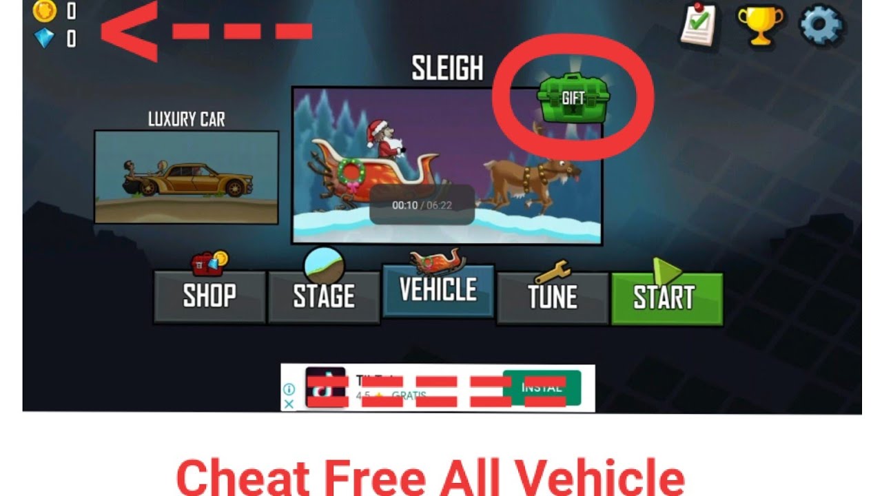 Hill Climb Racing (CHEAT) - Free All VEHICLE