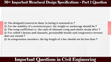 MCQ Questions Structural Design Specifications - Part 1 with Answers