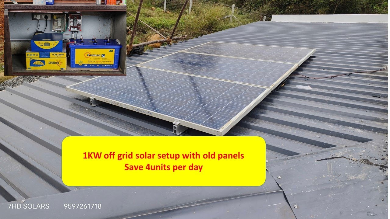 1kw off grid solar setup with old panels / save 4 units per day - YouTube