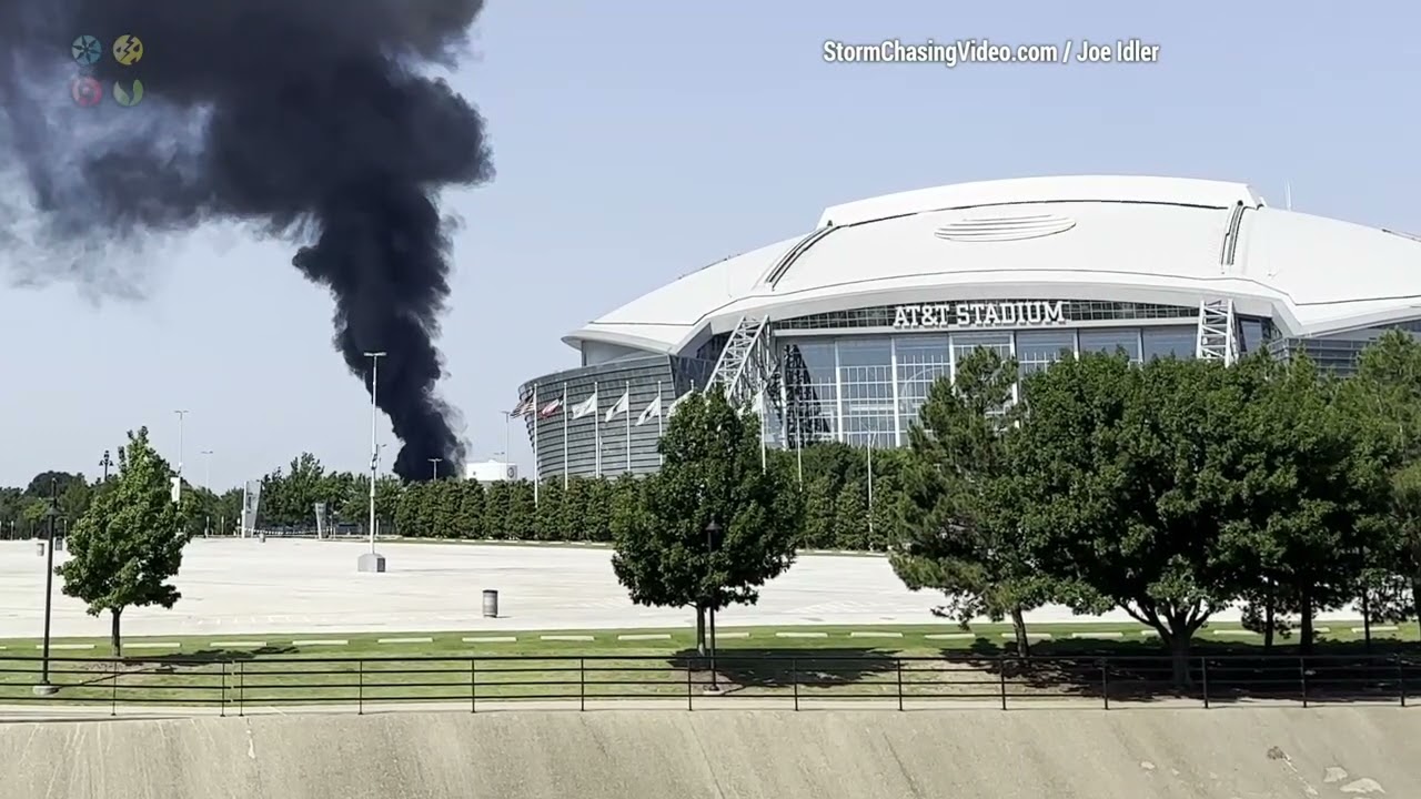 Can't Make This Up, Brush Fire Catches Row Porta Potty's On Fire At Dallas Cowboys Stadium
