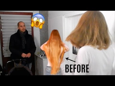 Husbands Reaction To Wife Chopping Off Very Long Hair Youtube