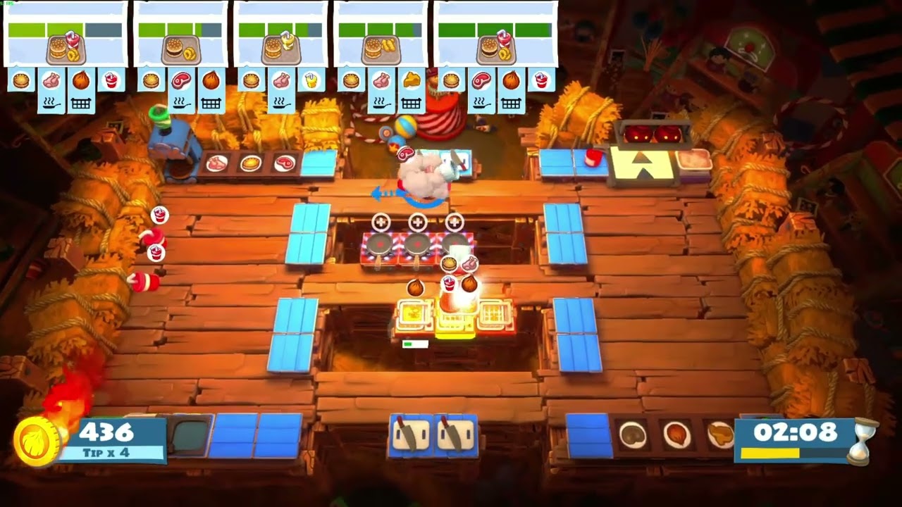 Overcooked AYCE Carnival of Chaos Level 3-2 4-stars solo