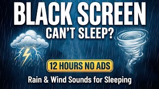 🔴 LIVE Heavy Rain, Thunder &amp; Wind Sounds for Sleep (Black Screen) | Rolling Thunder