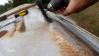 ford e150 van rain gutter rust cleaning and painting