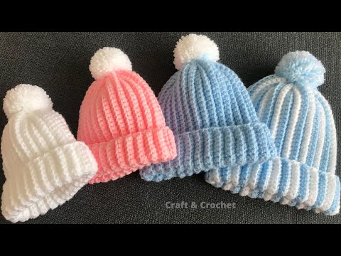 Easy & fast crochet baby hat/crochet beanie/crochet for