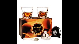 Twist Orange Whiskey Glass Set of 2 - Scotch 6 Stainless Steel Chilling Stones Set - Mens Gifts
