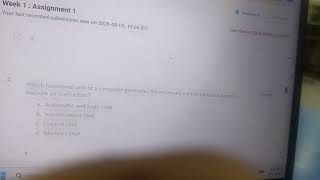 Assignment 1,NPTEL week 1 Computer organization and architecture