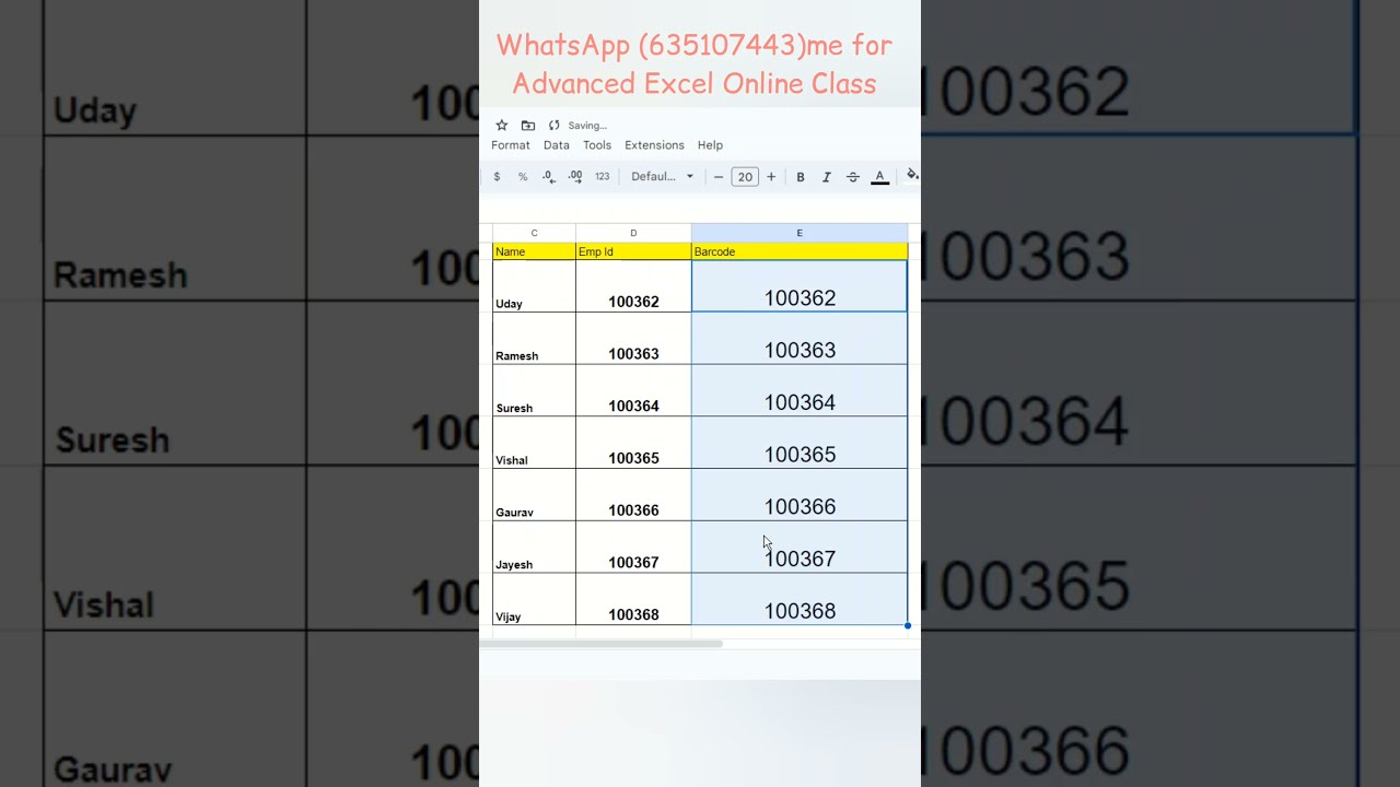 How To Insert Barcode In Google Sheets exceltutorial excel shorts How To Insert Barcode In Google Sheets exceltutorial excel shorts