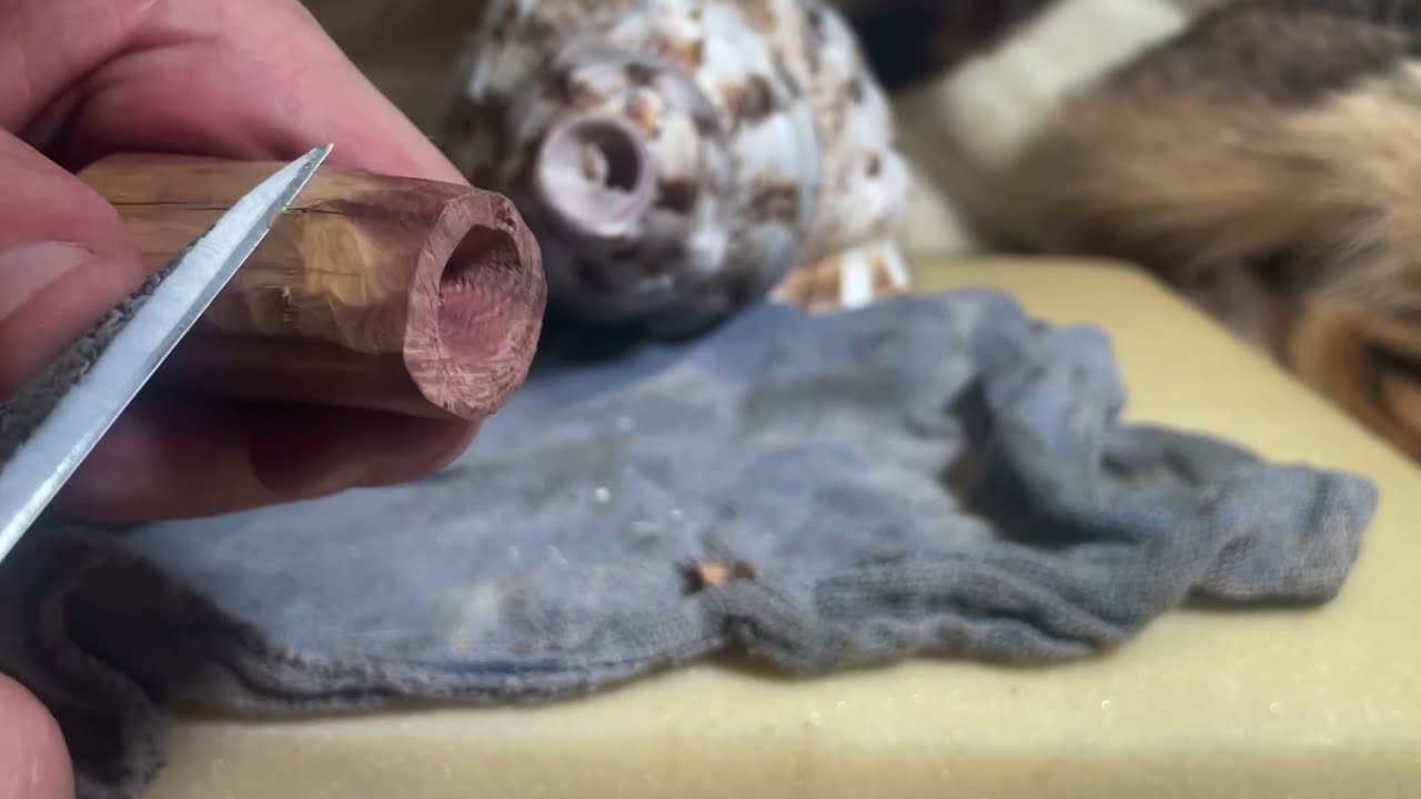 Making a Japanese style shell trumpet (horagai)