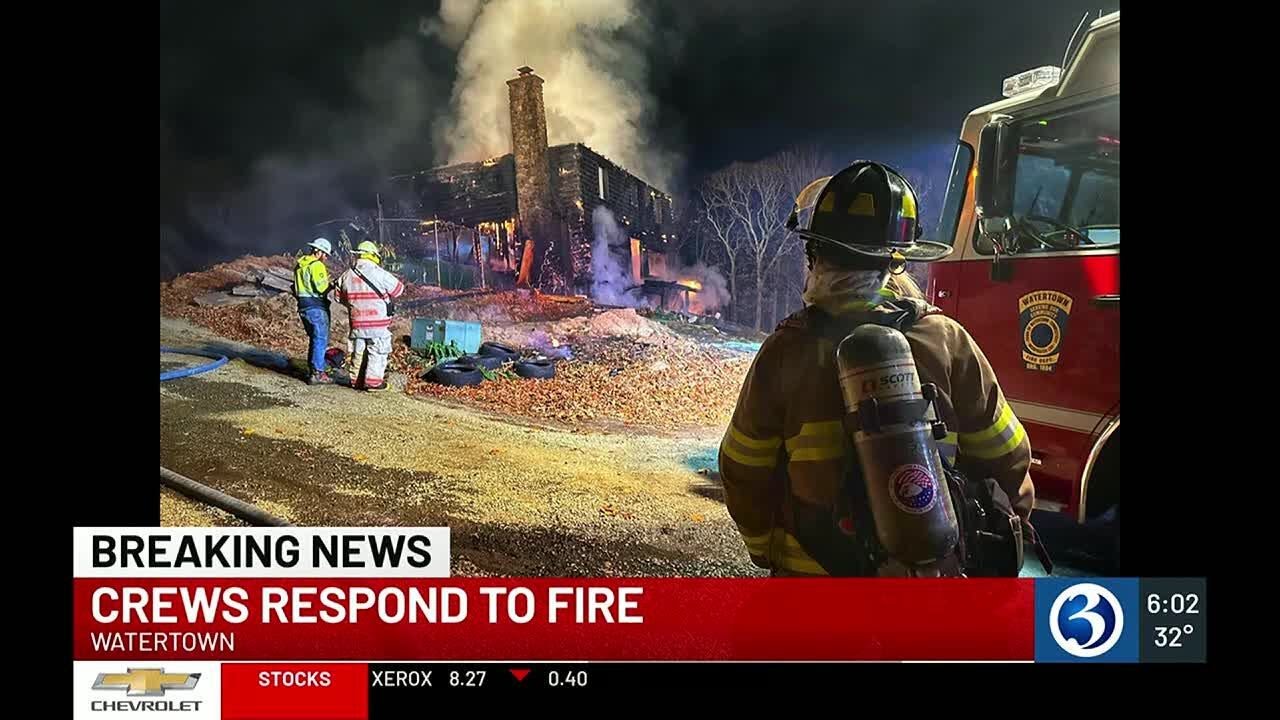 VIDEO: Crews battle house fire in Watertown - YouTube