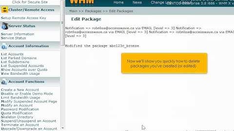 How to edit or delete hosting packages in WHM - 4GoodHosting Support
