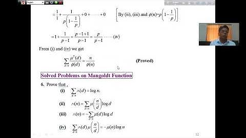 Theory of Numbers Class 12. Mathematics 4th year. National University Final year online class