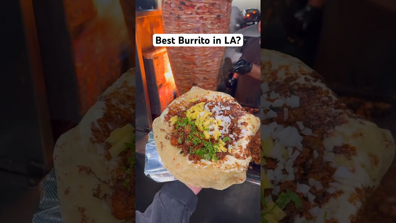 This is supposedly the best Burrito in LA 📍Brothers Cousins Tacos #foodie #burrito #mexicanfood
