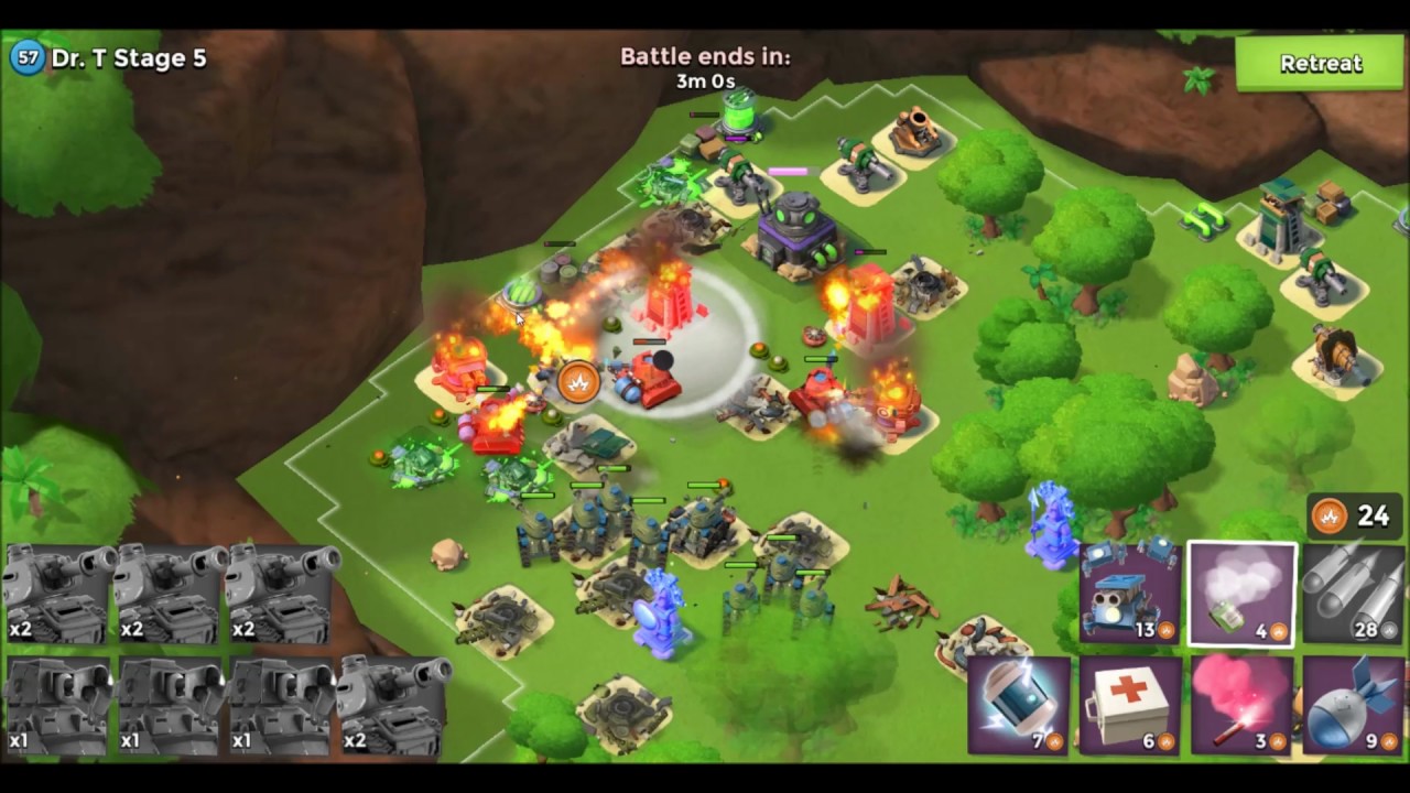 Boom Beach Raiding for Boom Cannon Level 11 with Scorcher and Tank as