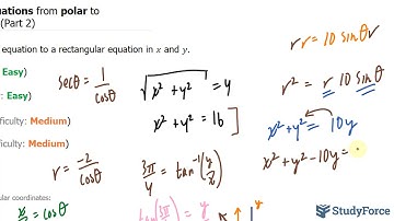 Convert equations from polar to rectangular form (Part 2)