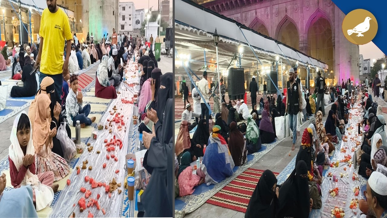 Первый ифтар в мечети Мекки в Хайдарабаде