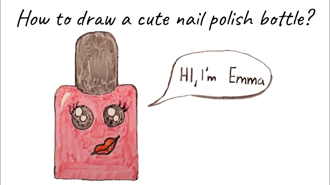 How to draw a cute nail polish bottle 💅🏻 YouTube