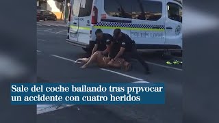 Sale del coche bailando y se resiste ante la Policía tras provocar un accidente con heridos en Lepe