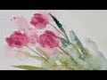 Paint Tulips with Watercolour Using Thumb Impressions | Easy Tulip Flowers in Watercolor