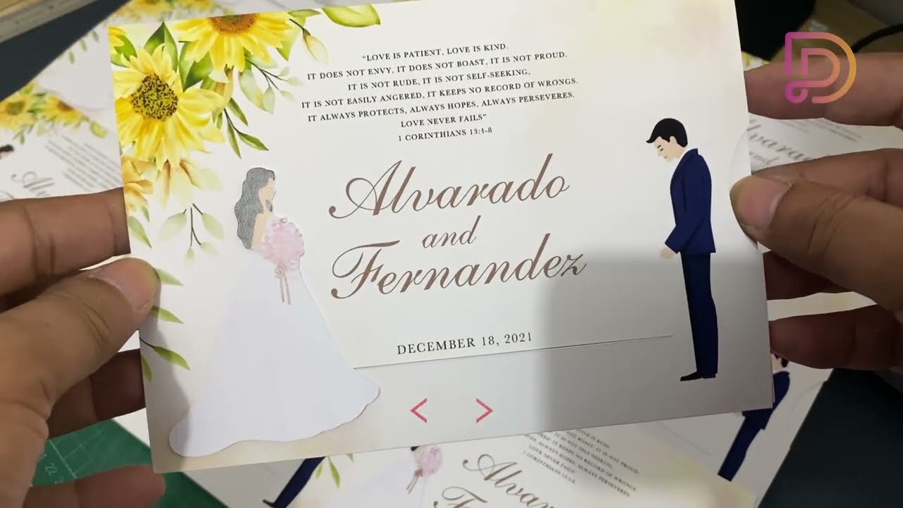 Sunflower Themed + Sliding Wedding Invitation