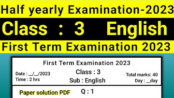 class 3 english first term exam paper solution 2023 | class 3 english semester 1exam #class3english