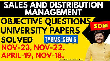 Sales and Distribution management |Objective  Questions university paper solved    | Dr. Mihir Shah"