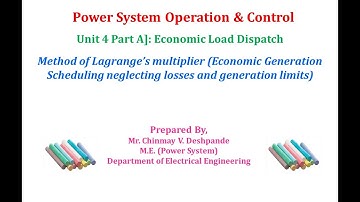 Lec 03  Economic Load Dispatch Method of Lagrange’s multiplier