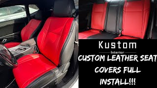 Kustom Interior 2015+ Dodge Challenger Leather Car Seat Cover FULL INSTALL