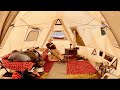 Colorado Winter Tent w/ Wood Stove:Relaxing Few Days with My Dog,  Snow Hits Camp